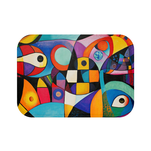 Vibrant Abstract Expression of Joy (Edition V) — 61×43 Memory Foam Bath Mat — Top-Down Velvet Microfibre Artwork View