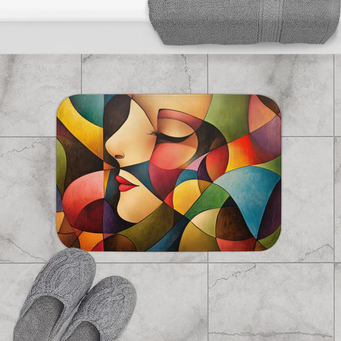Vibrant Abstract Expression of Joy (Edition VII) — 61×43 Memory Foam Bath Mat — Modern Bathroom Floor Lifestyle View
