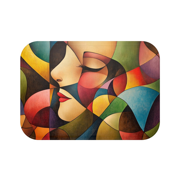 Vibrant Abstract Expression of Joy (Edition VII) — 61×43 Memory Foam Bath Mat — Top-Down Velvet Microfibre Artwork View