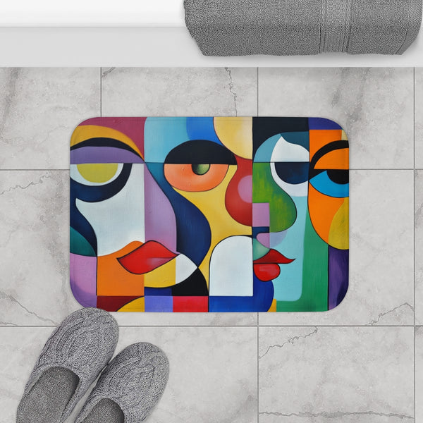 Vibrant Abstract Expression of Joy (Edition VIII) — 61×43 Memory Foam Bath Mat — Modern Bathroom Floor Lifestyle View