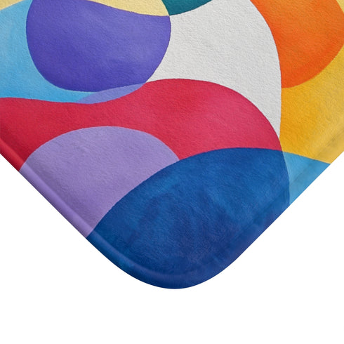 Vibrant Abstract Expression of Joy (Edition XI) — 61×43 Memory Foam Bath Mat — Cushioned Memory Foam & Microfibre Close-Up