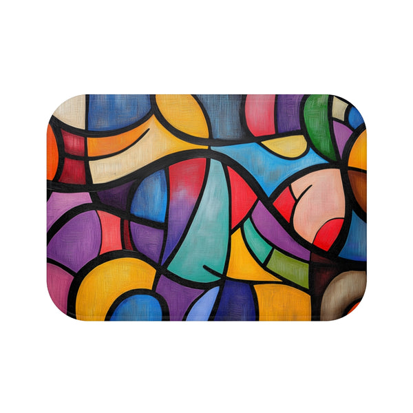 Vibrant Abstract Expression of Joy (Edition XII) — 61×43 Memory Foam Bath Mat — Top-Down Velvet Microfibre Artwork View