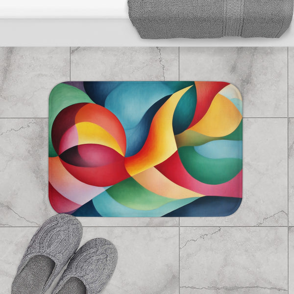 Vibrant Abstract Expression of Joy (Edition XIII) — 61×43 Memory Foam Bath Mat — Modern Bathroom Floor Lifestyle View