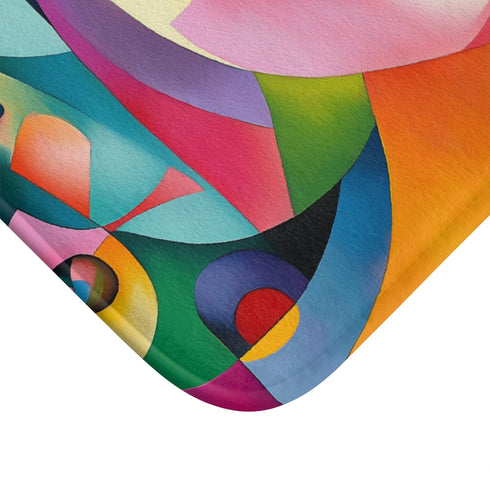 Vibrant Abstract Expression of Joy (Edition XIV) — 61×43 Memory Foam Bath Mat — Cushioned Memory Foam & Microfibre Close-Up