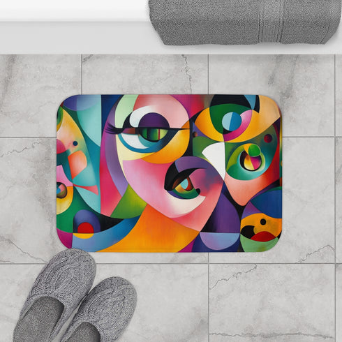 Vibrant Abstract Expression of Joy (Edition XIV) — 61×43 Memory Foam Bath Mat — Modern Bathroom Floor Lifestyle View