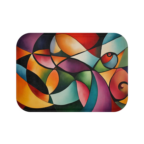 Vibrant Abstract Expression of Joy (Edition XV) — 61×43 Memory Foam Bath Mat — Top-Down Velvet Microfibre Artwork View
