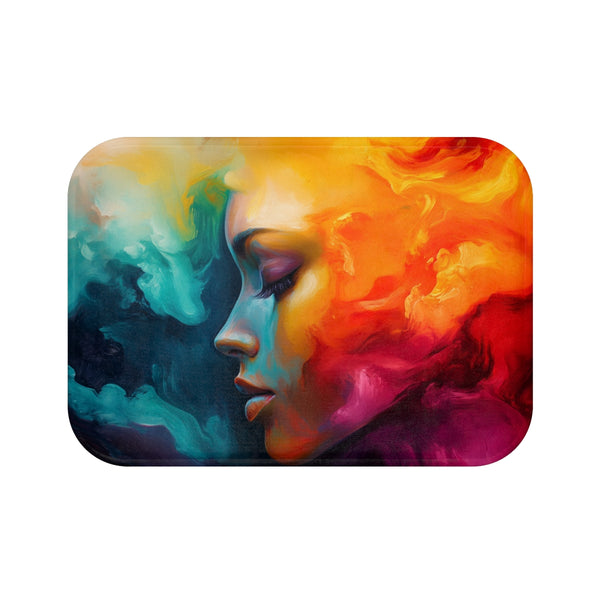Vibrant Abstract Expression of Joy (Edition XVI) — 61×43 Memory Foam Bath Mat — Top-Down Velvet Microfibre Artwork View