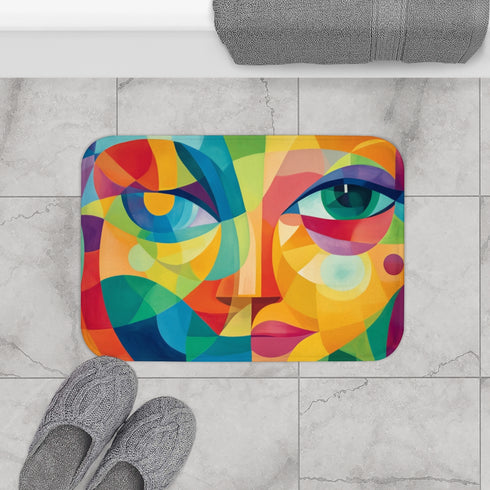 Vibrant Abstract Expression of Joy (Edition XVII) — 61×43 Memory Foam Bath Mat — Modern Bathroom Floor Lifestyle View