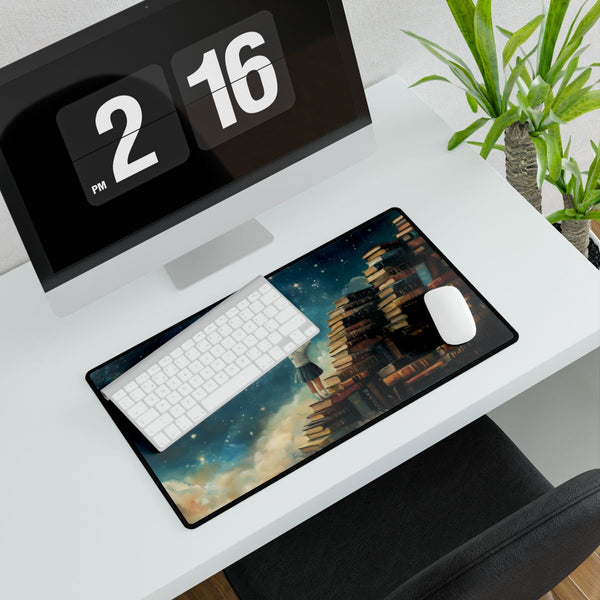 A Curious Child Reaching for the Stars with Books A (Edition IX) — XXL Gaming Desk Mat — Gaming & Workspace Desk Setup View