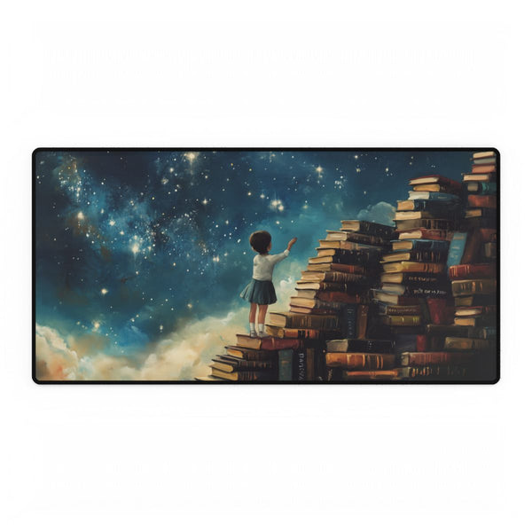 A Curious Child Reaching for the Stars with Books A (Edition IX) — XXL Gaming Desk Mat — Full Top-Down Artwork View