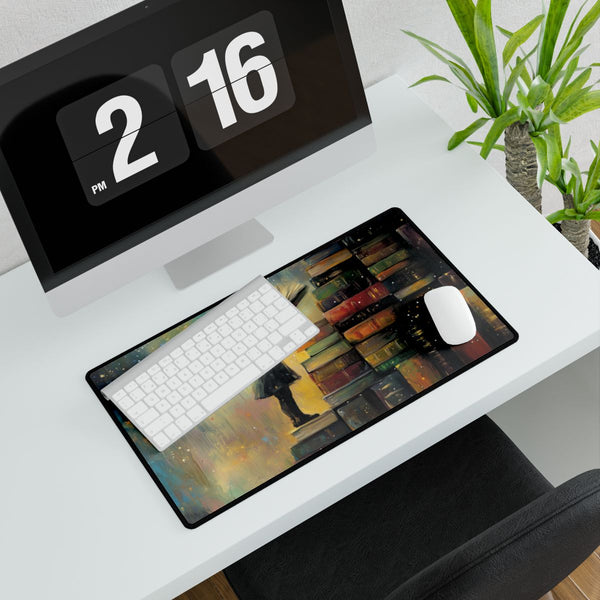 A Curious Child Reaching for the Stars with Books A (Edition VII) — XXL Gaming Desk Mat — Gaming & Workspace Desk Setup View