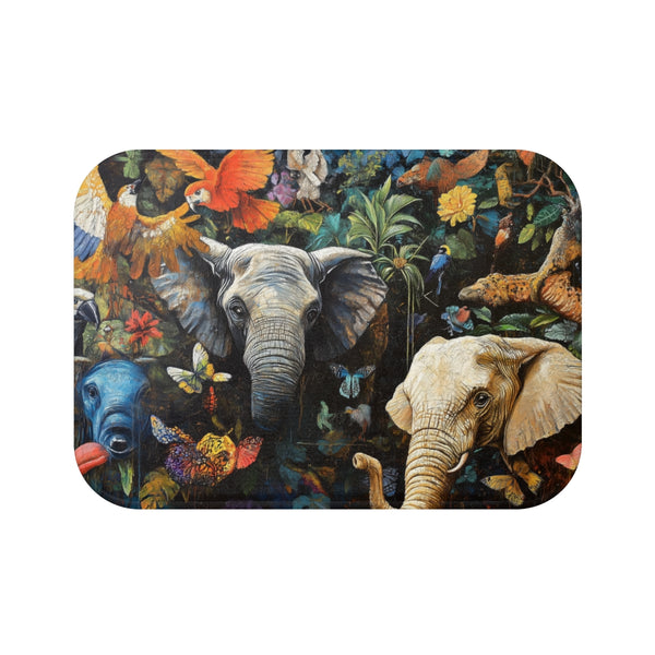 A Diverse Group of Animals Living in Harmony with N — 61×43 Memory Foam Bath Mat — Top-Down Velvet Microfibre Artwork View