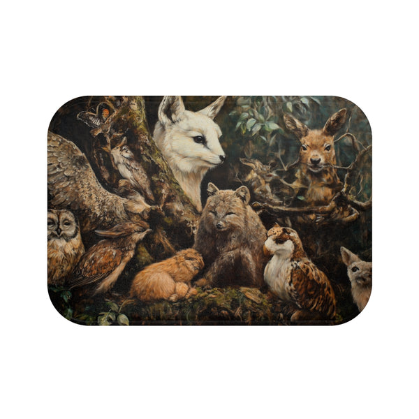 A Diverse Group of Animals Living in Harmony with N — 61×43 Memory Foam Bath Mat — Top-Down Velvet Microfibre Artwork View