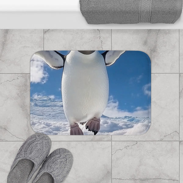 A Flying Penguin in the Sky a Screenshot of W — 61×43 Memory Foam Bath Mat — Modern Bathroom Floor Lifestyle View