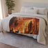 Dramatic Wildfire & Forest Wildlife (Edition II) — 50×60 Plush Throw Blanket — Draped Over Sofa & Bed Lifestyle View