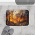 Dramatic Wildfire & Forest Wildlife (Edition III) — 61×43 Memory Foam Bath Mat — Modern Bathroom Floor Lifestyle View