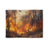 Dramatic Wildfire & Forest Wildlife (Edition III) — 50×60 Plush Throw Blanket — Full Spread Plush Fleece Artwork View