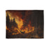 Dramatic Wildfire & Forest Wildlife — 50×60 Plush Throw Blanket — Full Spread Plush Fleece Artwork View