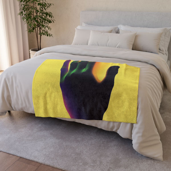 A Hands Movie Poster the 70s Bizzarre Horror Bitma — 50×60 Plush Throw Blanket — Draped Over Sofa & Bed Lifestyle View