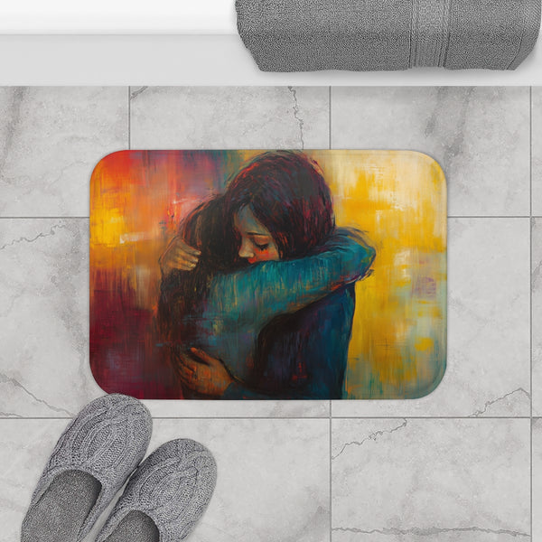 Peaceful Self-Love & Inner Comfort Art (Edition II) — 61×43 Memory Foam Bath Mat — Modern Bathroom Floor Lifestyle View