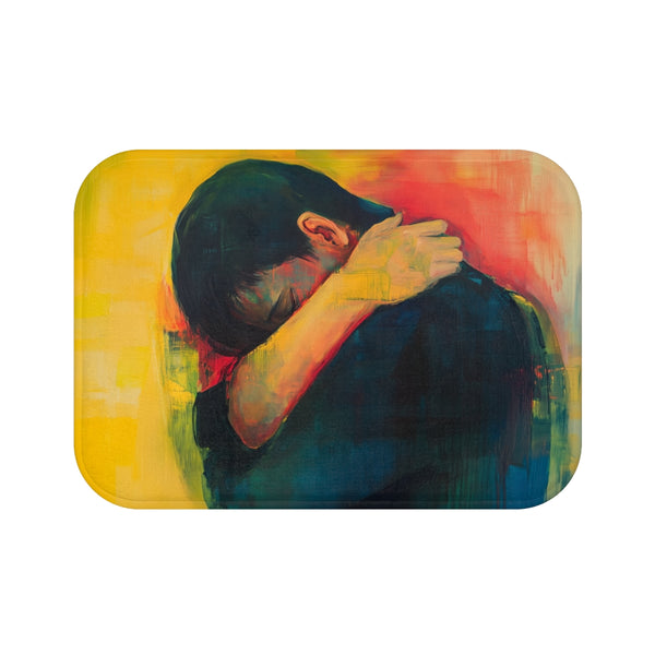 Peaceful Self-Love & Inner Comfort Art (Edition III) — 61×43 Memory Foam Bath Mat — Top-Down Velvet Microfibre Artwork View