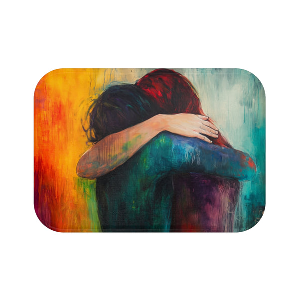 Peaceful Self-Love & Inner Comfort Art (Edition IV) — 61×43 Memory Foam Bath Mat — Top-Down Velvet Microfibre Artwork View