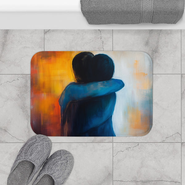 Peaceful Self-Love & Inner Comfort Art (Edition V) — 61×43 Memory Foam Bath Mat — Modern Bathroom Floor Lifestyle View