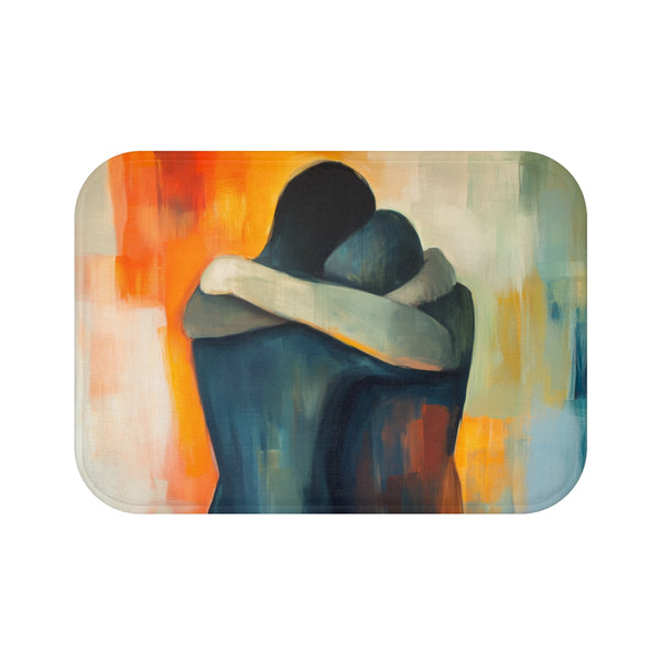 Peaceful Self-Love & Inner Comfort Art — 61×43 Memory Foam Bath Mat — Top-Down Velvet Microfibre Artwork View