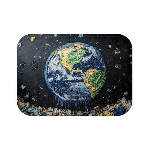 Surreal Weeping Earth Ecological Art (Edition II) — 61×43 Memory Foam Bath Mat — Top-Down Velvet Microfibre Artwork View