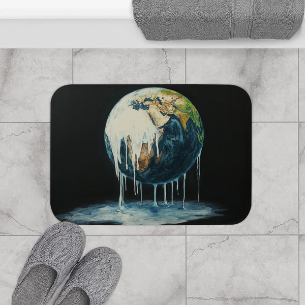Surreal Weeping Earth Ecological Art (Edition III) — 61×43 Memory Foam Bath Mat — Modern Bathroom Floor Lifestyle View