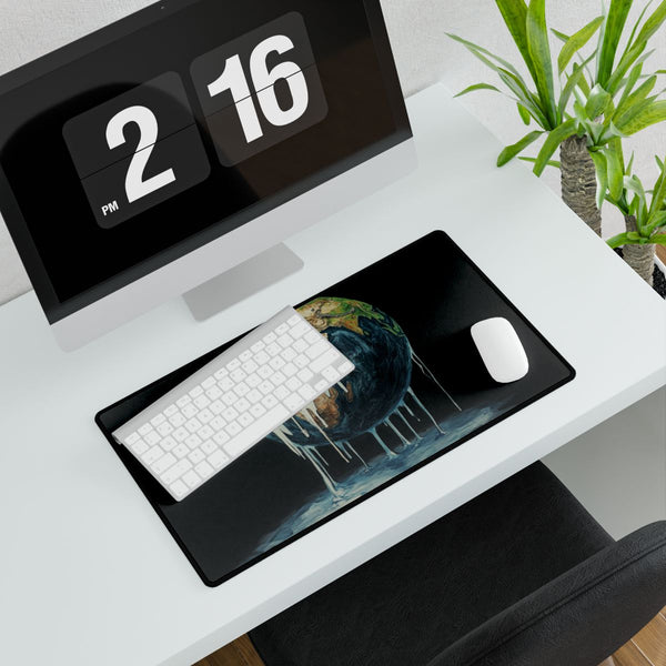 A Planet Earth Crying Tears of Pollution (Edition III) — XXL Gaming Desk Mat — Gaming & Workspace Desk Setup View