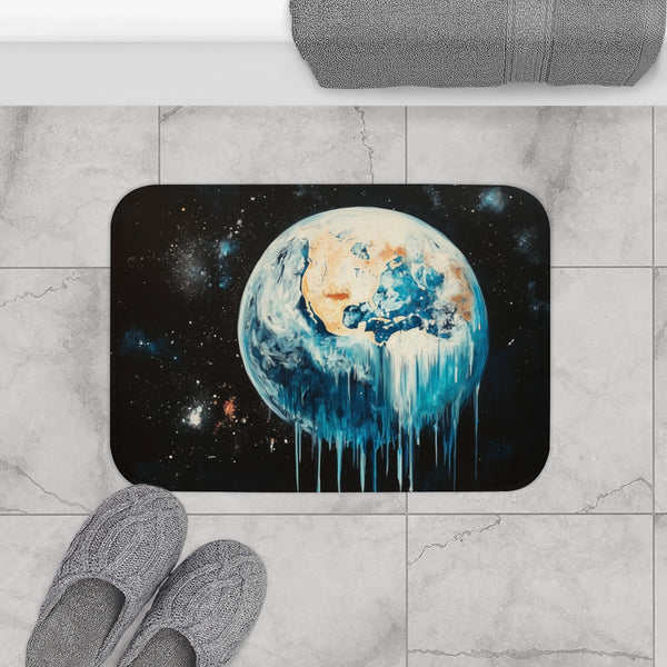 Surreal Weeping Earth Ecological Art (Edition V) — 61×43 Memory Foam Bath Mat — Modern Bathroom Floor Lifestyle View