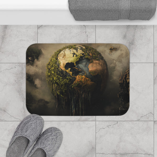 Surreal Weeping Earth Ecological Art (Edition VI) — 61×43 Memory Foam Bath Mat — Modern Bathroom Floor Lifestyle View