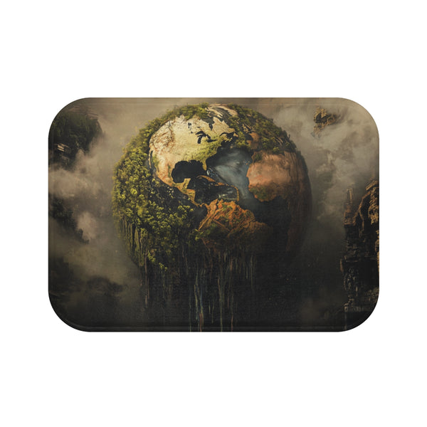 Surreal Weeping Earth Ecological Art (Edition VI) — 61×43 Memory Foam Bath Mat — Top-Down Velvet Microfibre Artwork View