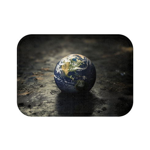 Surreal Weeping Earth Ecological Art (Edition VII) — 61×43 Memory Foam Bath Mat — Top-Down Velvet Microfibre Artwork View