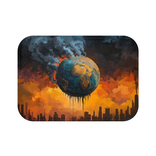 Surreal Weeping Earth Ecological Art (Edition VIII) — 61×43 Memory Foam Bath Mat — Top-Down Velvet Microfibre Artwork View