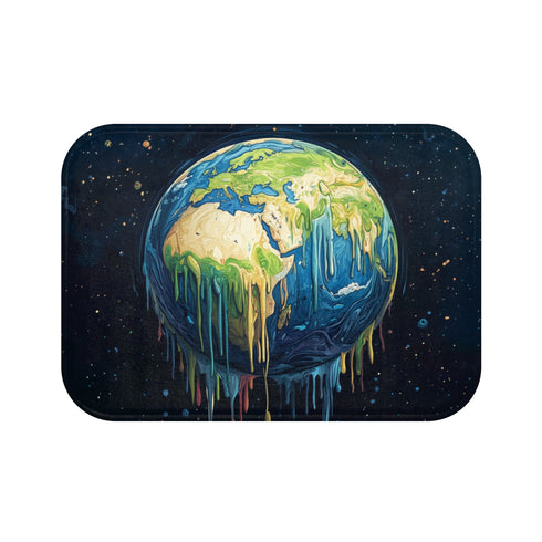 Surreal Weeping Earth Ecological Art (Edition X) — 61×43 Memory Foam Bath Mat — Top-Down Velvet Microfibre Artwork View