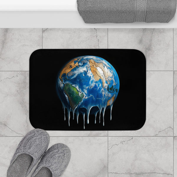 Surreal Weeping Earth Ecological Art — 61×43 Memory Foam Bath Mat — Modern Bathroom Floor Lifestyle View