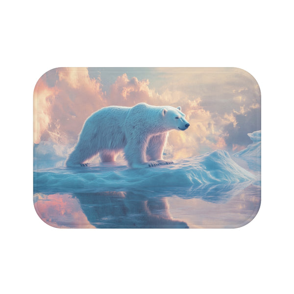 Arctic Polar Bear on Glacial Ice Floe (Edition IX) — 61×43 Memory Foam Bath Mat — Top-Down Velvet Microfibre Artwork View