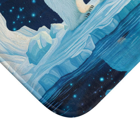 Arctic Polar Bear on Glacial Ice Floe (Edition VI) — 61×43 Memory Foam Bath Mat — Cushioned Memory Foam & Microfibre Close-Up