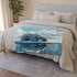Arctic Polar Bear on Glacial Ice Floe (Edition VI) — 50×60 Plush Throw Blanket — Draped Over Sofa & Bed Lifestyle View