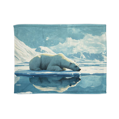 Arctic Polar Bear on Glacial Ice Floe (Edition VI) — 50×60 Plush Throw Blanket — Full Spread Plush Fleece Artwork View
