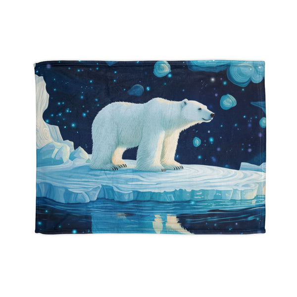 Arctic Polar Bear on Glacial Ice Floe (Edition VII) — 50×60 Plush Throw Blanket — Full Spread Plush Fleece Artwork View