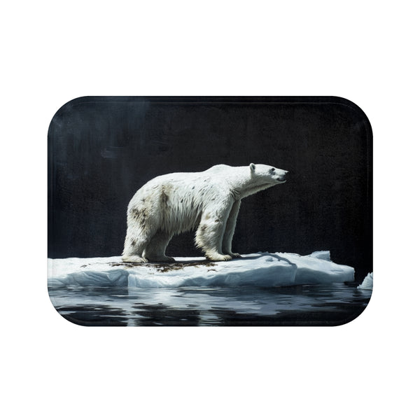 Arctic Polar Bear on Glacial Ice Floe (Edition VIII) — 61×43 Memory Foam Bath Mat — Top-Down Velvet Microfibre Artwork View