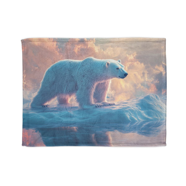 Arctic Polar Bear on Glacial Ice Floe (Edition X) — 50×60 Plush Throw Blanket — Full Spread Plush Fleece Artwork View