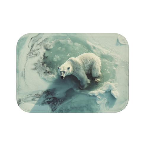 Arctic Polar Bear on Glacial Ice Floe (Edition XI) — 61×43 Memory Foam Bath Mat — Top-Down Velvet Microfibre Artwork View