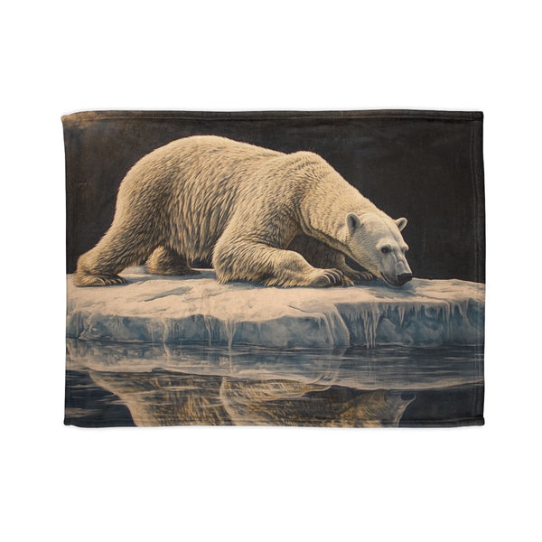 Arctic Polar Bear on Glacial Ice Floe (Edition XI) — 50×60 Plush Throw Blanket — Full Spread Plush Fleece Artwork View