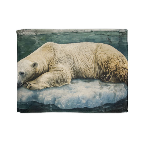 Arctic Polar Bear on Glacial Ice Floe (Edition XIII) — 50×60 Plush Throw Blanket — Full Spread Plush Fleece Artwork View