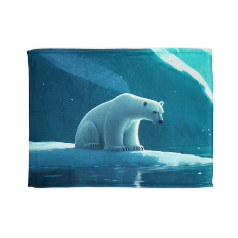 Arctic Polar Bear on Glacial Ice Floe — 50×60 Plush Throw Blanket — Full Spread Plush Fleece Artwork View
