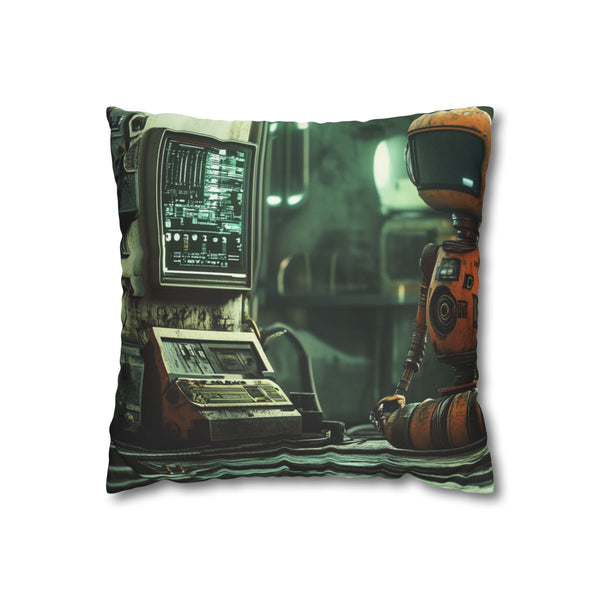 A Retro Robot in a Vintage Sci Fi Scene — Double-Sided Cushion Cover — Front Double-Sided Cushion View